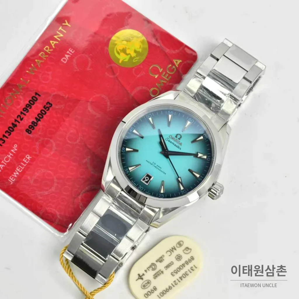 오메가 씨마스터 아쿠아테라 스틸 블루다이얼 데이트 오토매틱 41mm 스틸 브레이슬릿