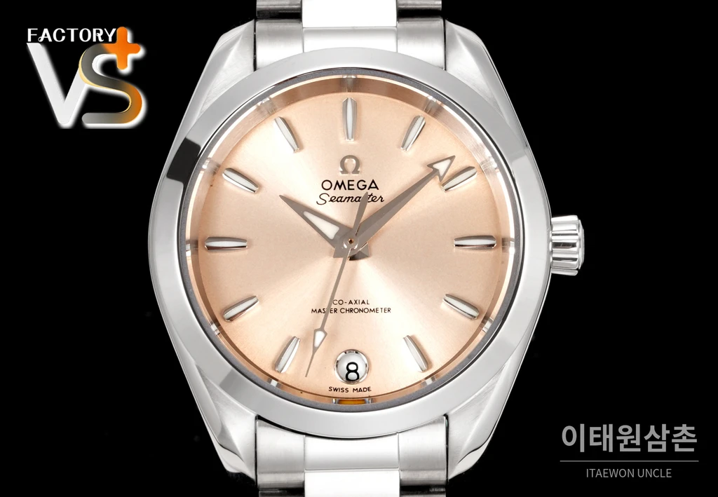 오메가 씨마스터 아쿠아테라 스틸 샴페인 핑크 다이얼 오토매틱 34mm