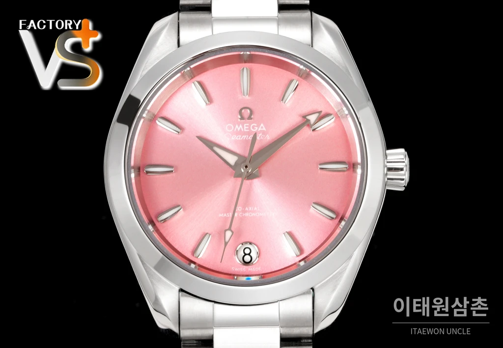 오메가 씨마스터 아쿠아테라 스틸 샴페인 핑크 다이얼 오토매틱 34mm