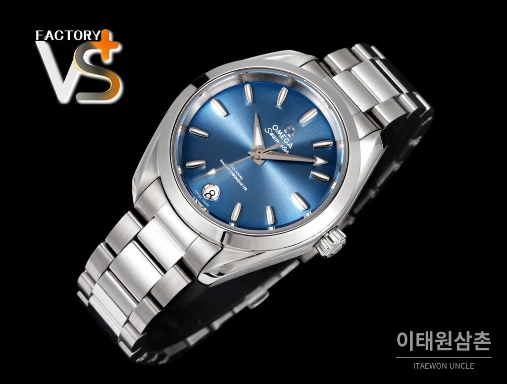 오메가 씨마스터 아쿠아테라 스틸 로즈골드 인덱스 화이트 다이얼 오토매틱 34mm