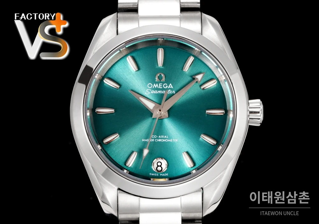 오메가 씨마스터 아쿠아테라 스틸 터콰이즈 블루 다이얼 오토매틱 34mm