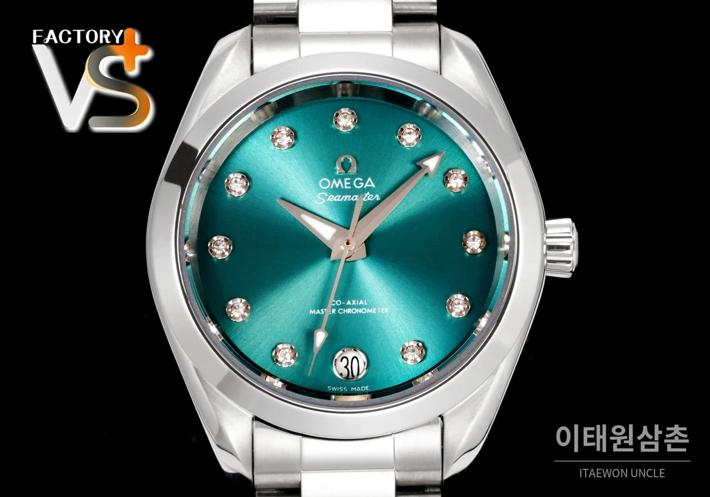 오메가 씨마스터 아쿠아테라 스틸 터콰이즈 블루 다이얼 오토매틱 34mm