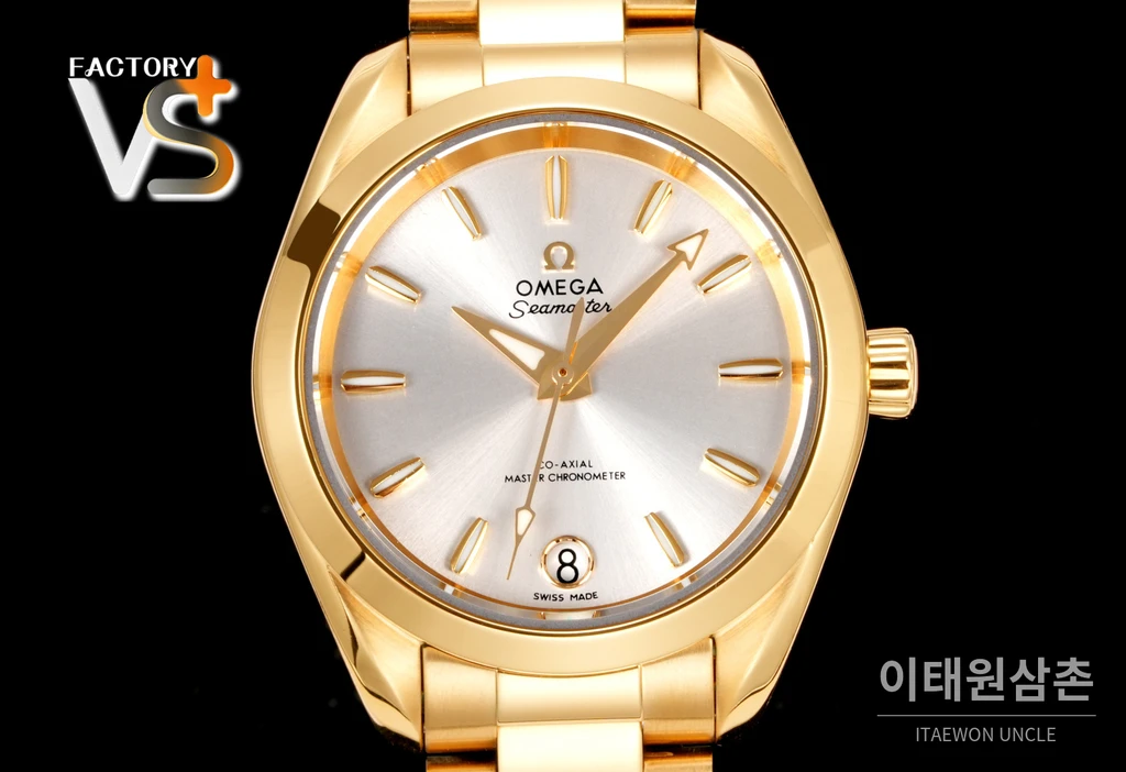 오메가 씨마스터 아쿠아테라 스틸 옐로우골드 콤비 딥 그린 다이얼 오토매틱 34mm