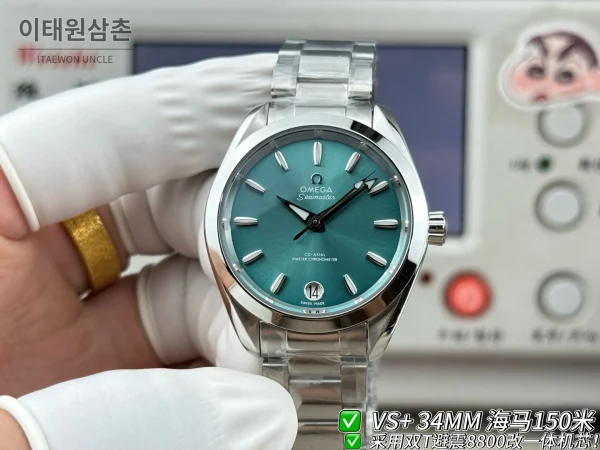 오메가 씨마스터 오토매틱 34mm 민트 다이얼 스틸 브레이슬릿
