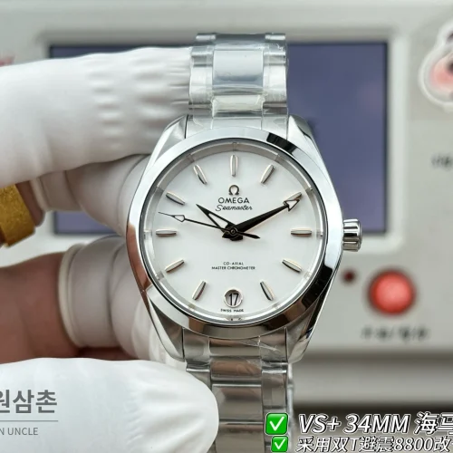 오메가 씨마스터 오토매틱 34mm 화이트 다이얼 스틸 브레이슬릿 오메가 씨마스터 오토매틱 34mm 화이트 다이얼 스틸 브레이슬릿