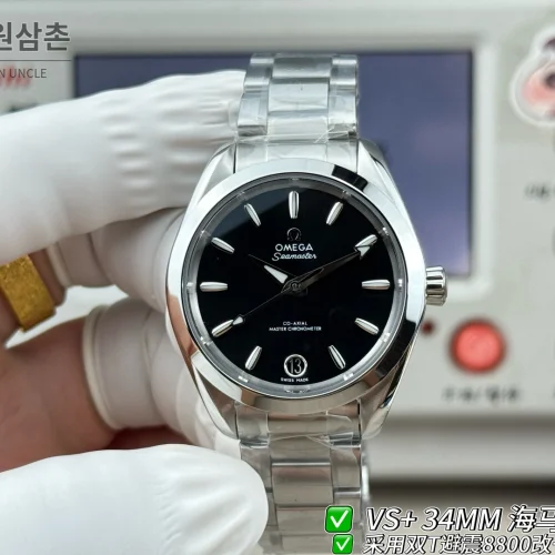 오메가 씨마스터 오토매틱 34mm 블랙 다이얼 스틸 브레이슬릿 오메가 씨마스터 오토매틱 34mm 블랙 다이얼 스틸 브레이슬릿