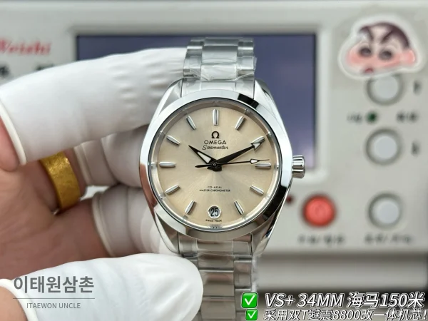오메가 씨마스터 오토매틱 34mm 샴페인 다이얼 스틸 브레이슬릿