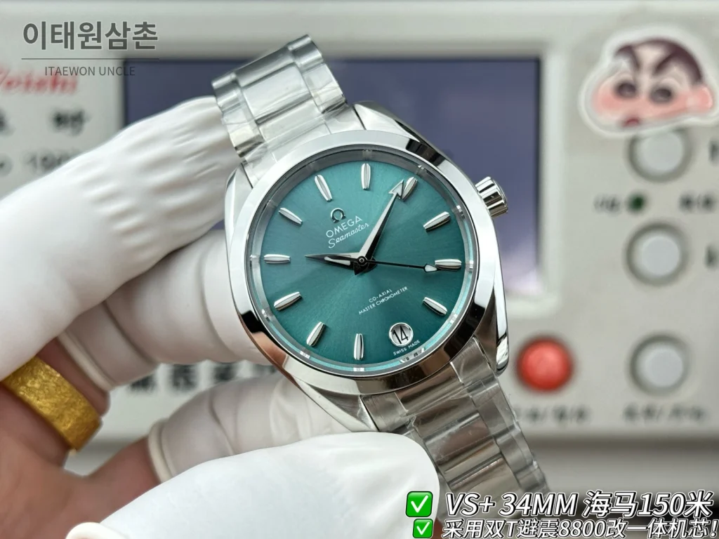 오메가 씨마스터 오토매틱 34mm 민트 다이얼 스틸 브레이슬릿