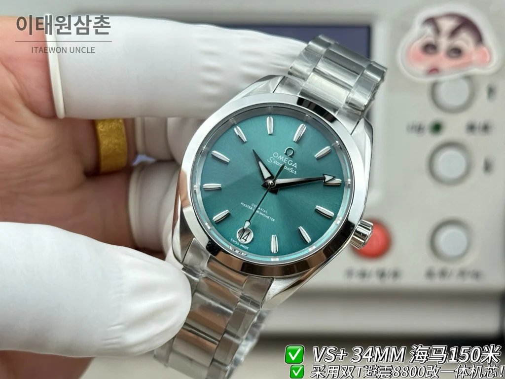 오메가 씨마스터 오토매틱 34mm 민트 다이얼 스틸 브레이슬릿
