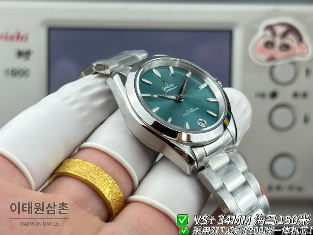 오메가 씨마스터 오토매틱 34mm 민트 다이얼 스틸 브레이슬릿