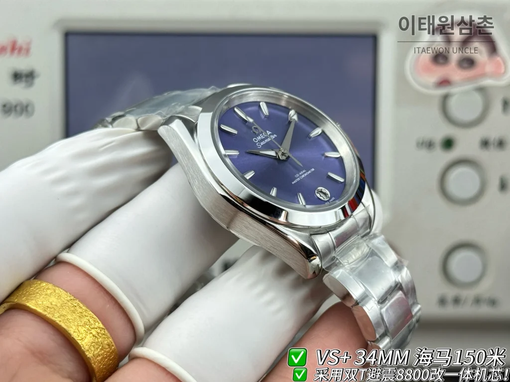 오메가 씨마스터 오토매틱 34mm 블루 다이얼 스틸 브레이슬릿
