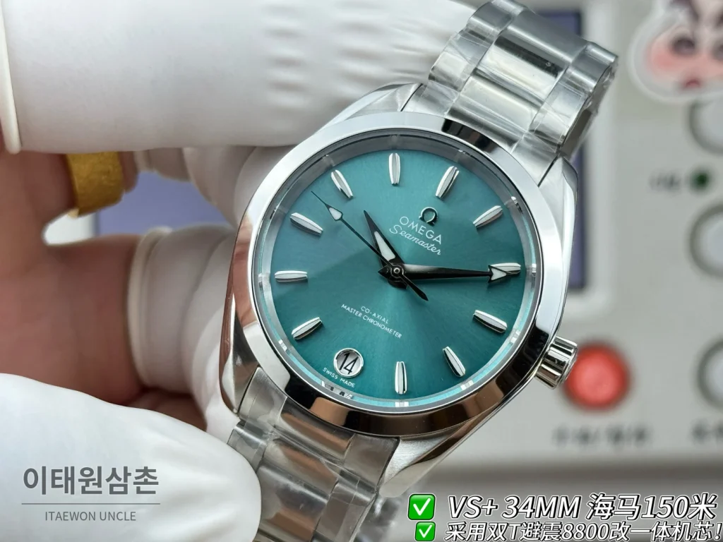 오메가 씨마스터 오토매틱 34mm 민트 다이얼 스틸 브레이슬릿