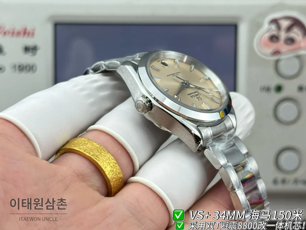 오메가 씨마스터 오토매틱 34mm 샴페인 다이얼 스틸 브레이슬릿
