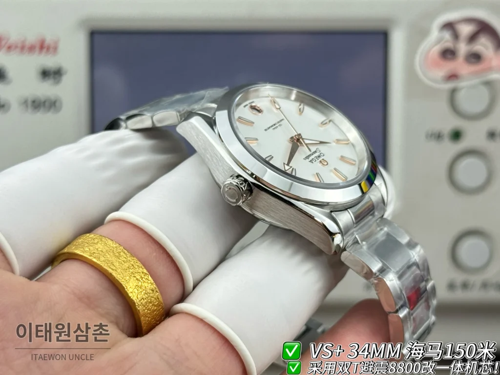 오메가 씨마스터 오토매틱 34mm 화이트 다이얼 스틸 브레이슬릿