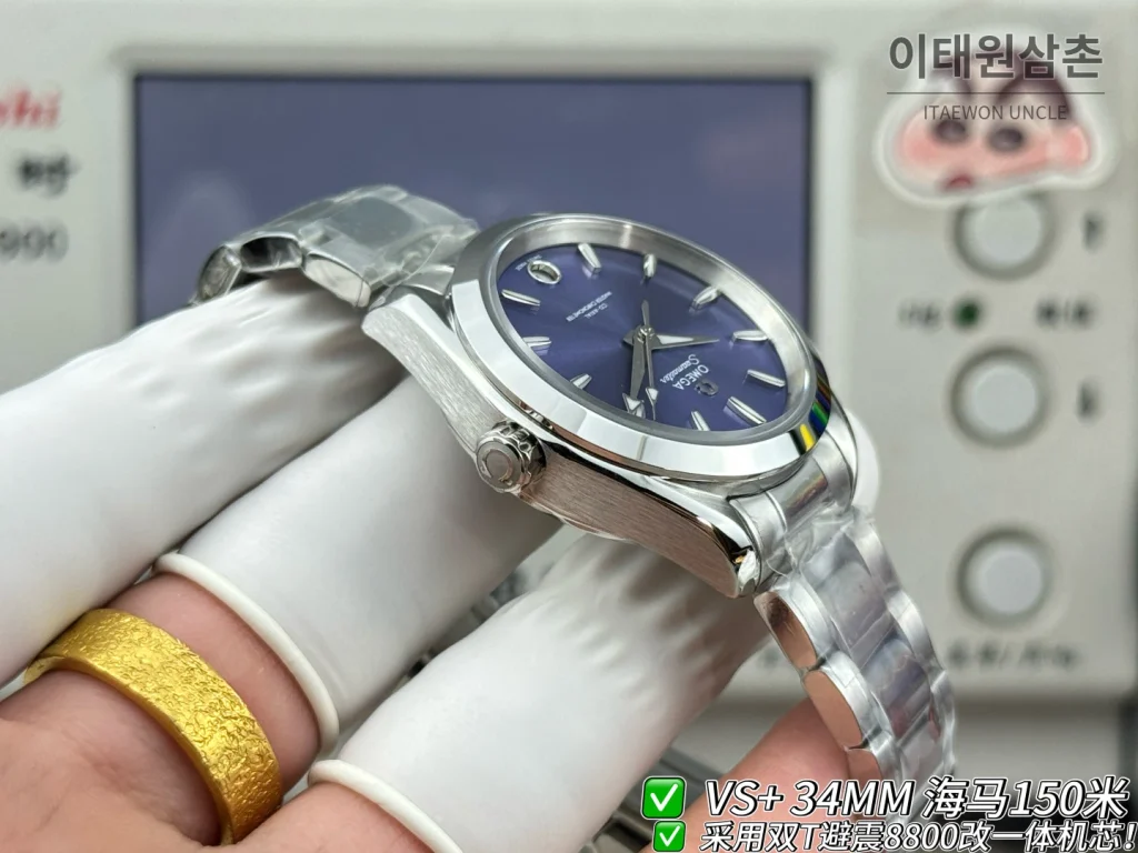 오메가 씨마스터 오토매틱 34mm 블루 다이얼 스틸 브레이슬릿
