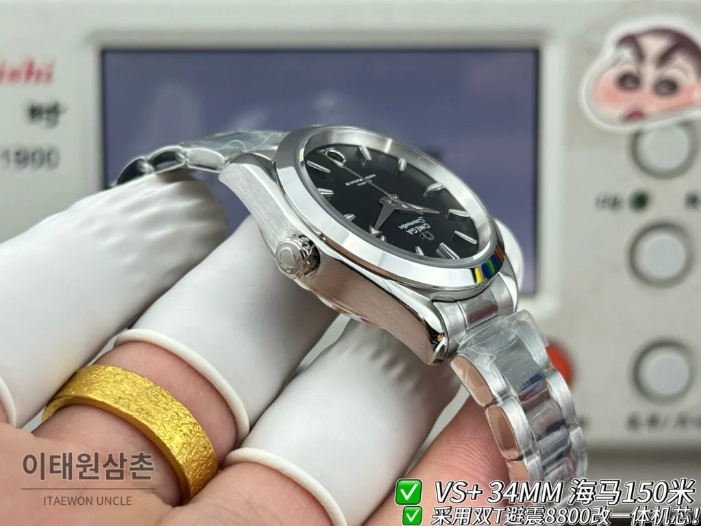 오메가 씨마스터 오토매틱 34mm 블랙 다이얼 스틸 브레이슬릿