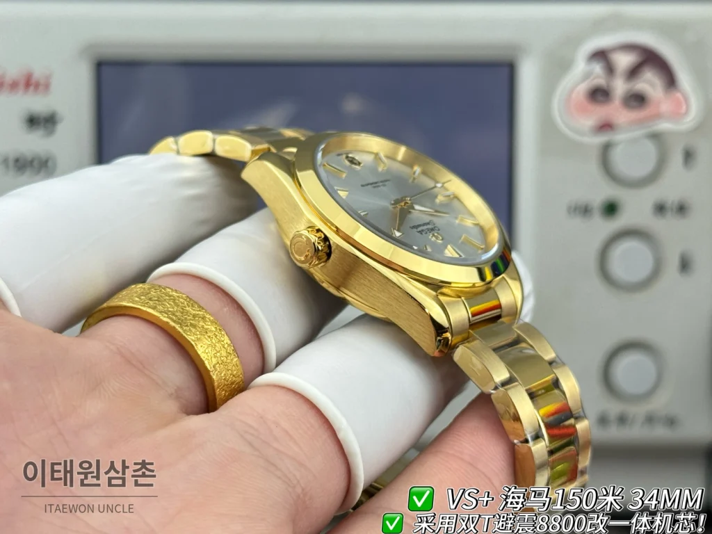 오메가 씨마스터 오토매틱 34mm 실버 다이얼 골드 브레이슬릿 골드 케이스