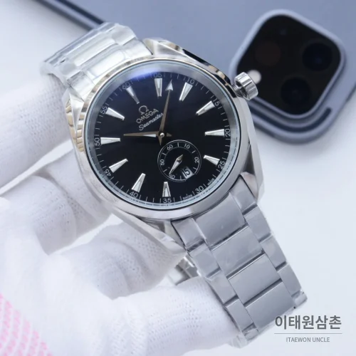 오메가 씨마스터 오토매틱 41mm 블랙 다이얼 스틸 브레이슬릿 (2)