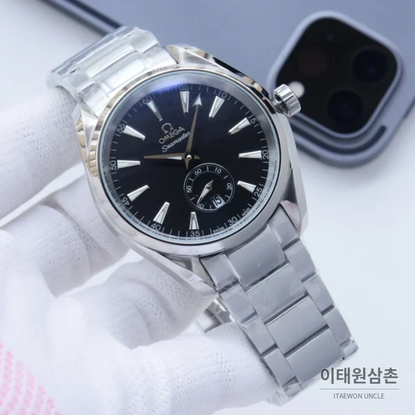 오메가 씨마스터 오토매틱 41mm 블랙 다이얼 스틸 브레이슬릿 (2)
