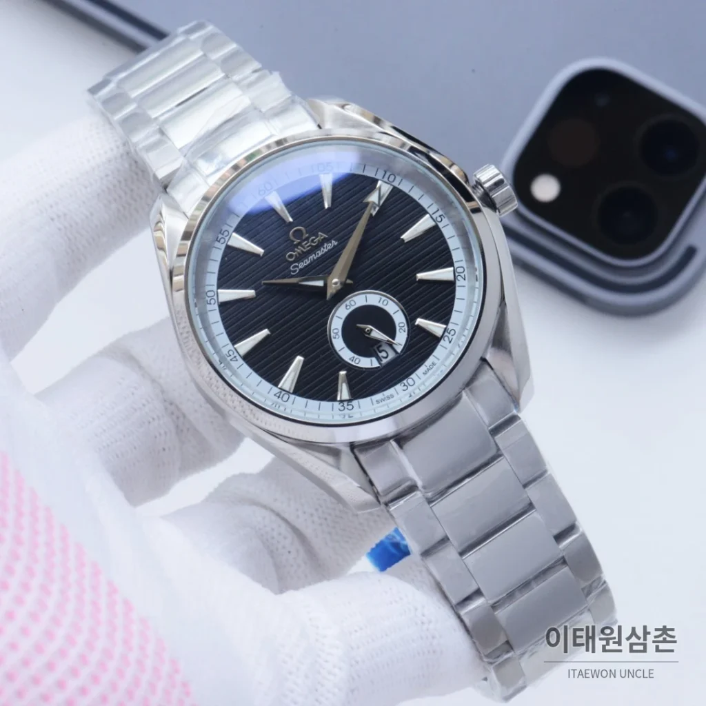 오메가 씨마스터 오토매틱 41mm 블랙 다이얼 스틸 브레이슬릿 (2)