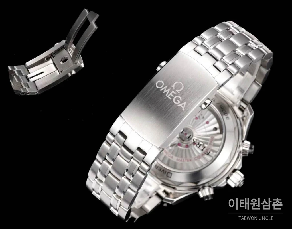 오메가 씨마스터 다이버 300M 007 퍼스트 라이트 블랙 세라믹 스틸 크로노그래프 시계 44mm