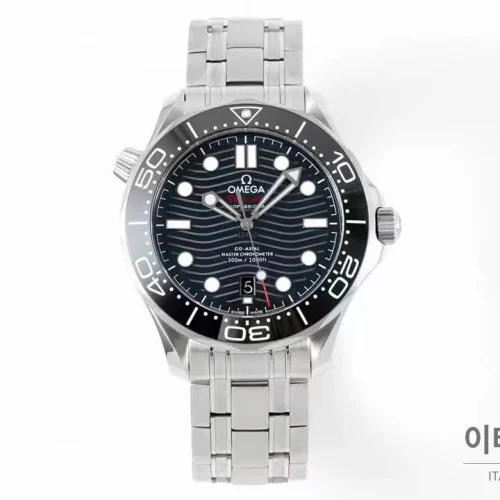 오메가 씨마스터 다이버 300M 블랙 세라믹 웨이브 다이얼 오토매틱 42mm 스틸 브레이슬릿 블랙 베젤