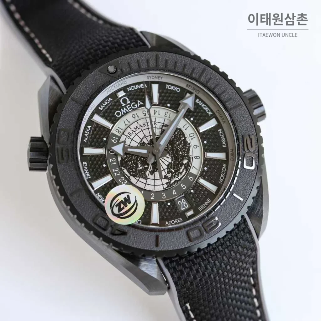 오메가 씨마스터 플래닛오션 세라믹 월드타이머 블랙다이얼 오토매틱 45.5mm