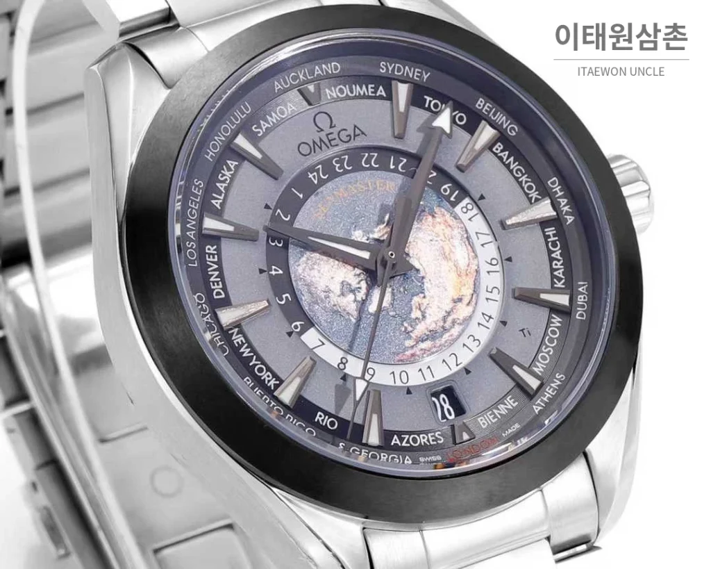 오메가 씨마스터 월드타이머 스틸 블루다이얼 월드타임 오토매틱 43mm