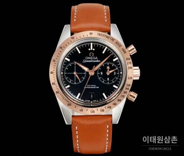 오메가 스피드마스터 57 레더 블랙다이얼 크로노그래프 오토매틱 41.5mm
