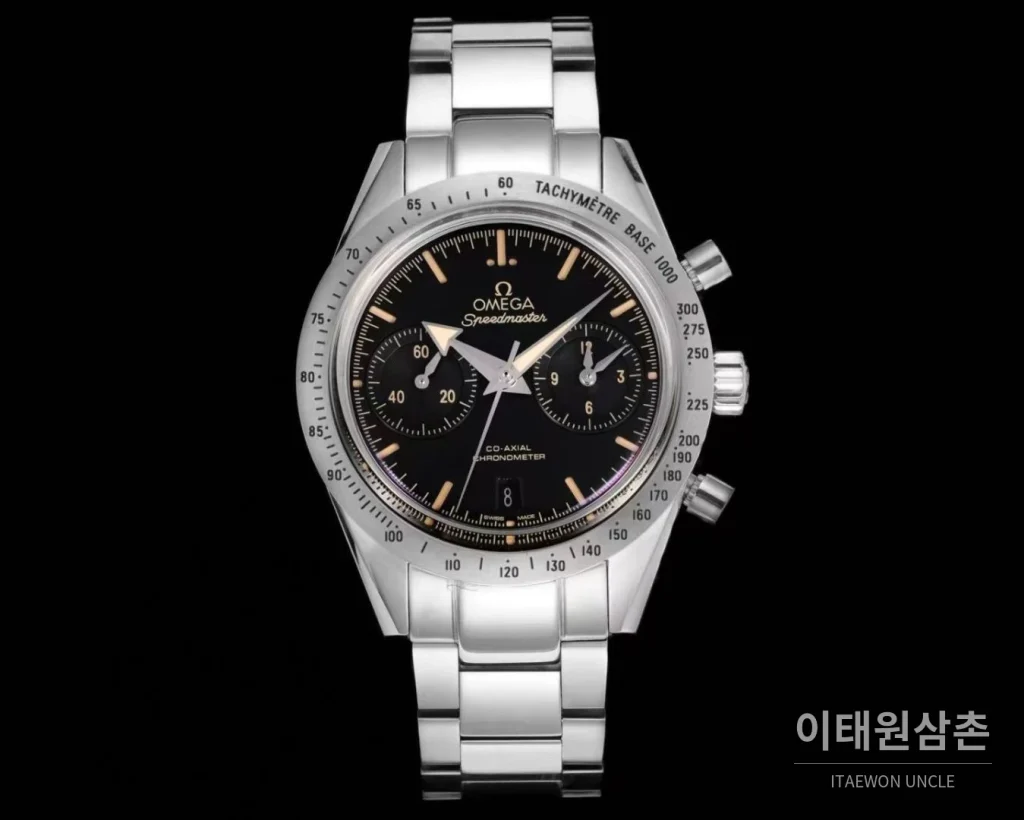 오메가 스피드마스터 57 스틸 블랙다이얼 크로노그래프 오토매틱 41.5mm 블랙 / 실버 스틸 브레이슬릿