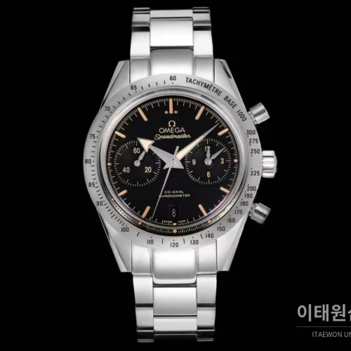 오메가 스피드마스터 57 스틸 블랙다이얼 크로노그래프 오토매틱 41.5mm 블랙 / 실버 스틸 브레이슬릿