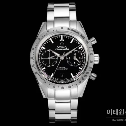 오메가 스피드마스터 57 스틸 블랙다이얼 크로노그래프 오토매틱 41.5mm 블랙 / 실버 스틸 브레이슬릿 (2)