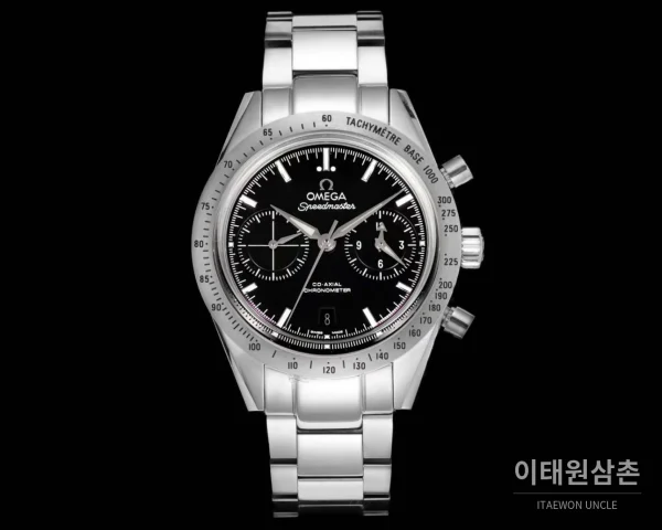 오메가 스피드마스터 57 스틸 블랙다이얼 크로노그래프 오토매틱 41.5mm 블랙 / 실버 스틸 브레이슬릿 (2)