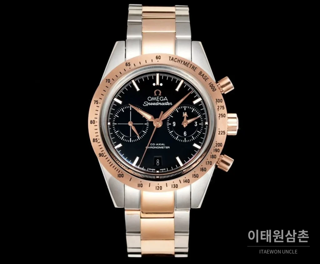 오메가 스피드마스터 57 스틸 블랙다이얼 크로노그래프 오토매틱 41.5mm 블랙 / 실버 투톤 브레이슬릿
