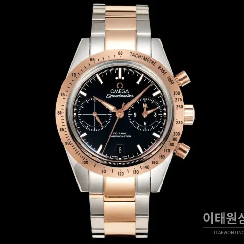 오메가 스피드마스터 57 스틸 블랙다이얼 크로노그래프 오토매틱 41.5mm 블랙 / 실버 투톤 브레이슬릿