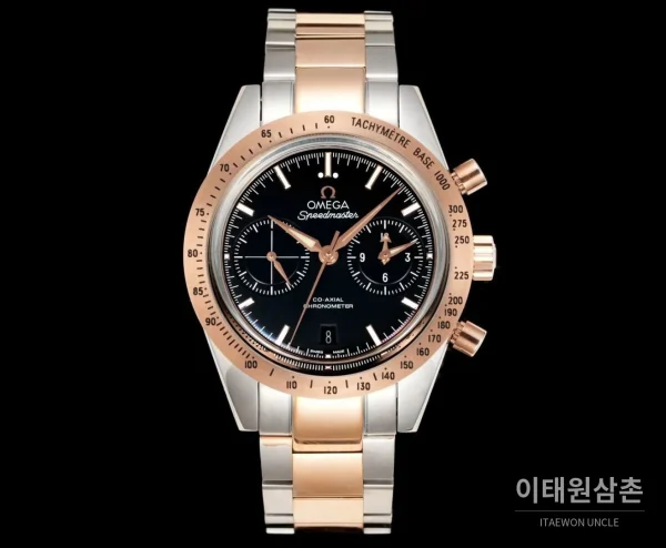 오메가 스피드마스터 57 스틸 블랙다이얼 크로노그래프 오토매틱 41.5mm 블랙 / 실버 투톤 브레이슬릿 오메가 스피드마스터 57 스틸 블랙다이얼 크로노그래프 오토매틱 41.5mm 블랙 / 실버 투톤 브레이슬릿
