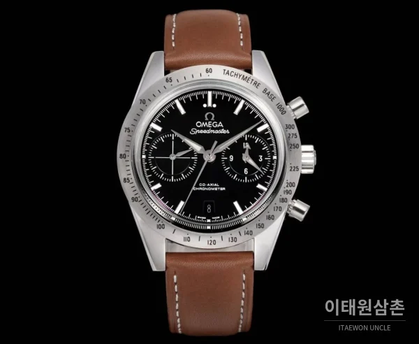 오메가 스피드마스터 '57 레더 블랙다이얼 크로노그래프 오토매틱 41.5mm