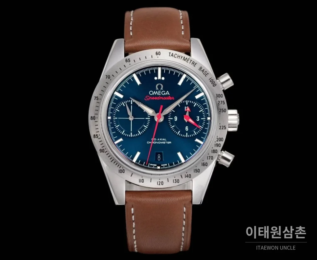 오메가 스피드마스터 57 레더 블루다이얼 크로노그래프 오토매틱 41.5mm