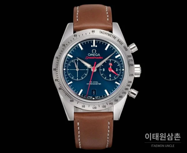 오메가 스피드마스터 57 레더 블루다이얼 크로노그래프 오토매틱 41.5mm