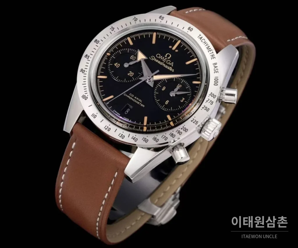 오메가 스피드마스터57 스틸 블랙다이얼 크로노그래프 오토매틱 41.5mm