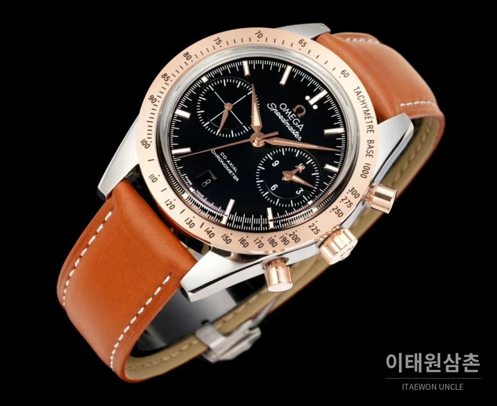 오메가 스피드마스터 57 레더 블랙다이얼 크로노그래프 오토매틱 41.5mm
