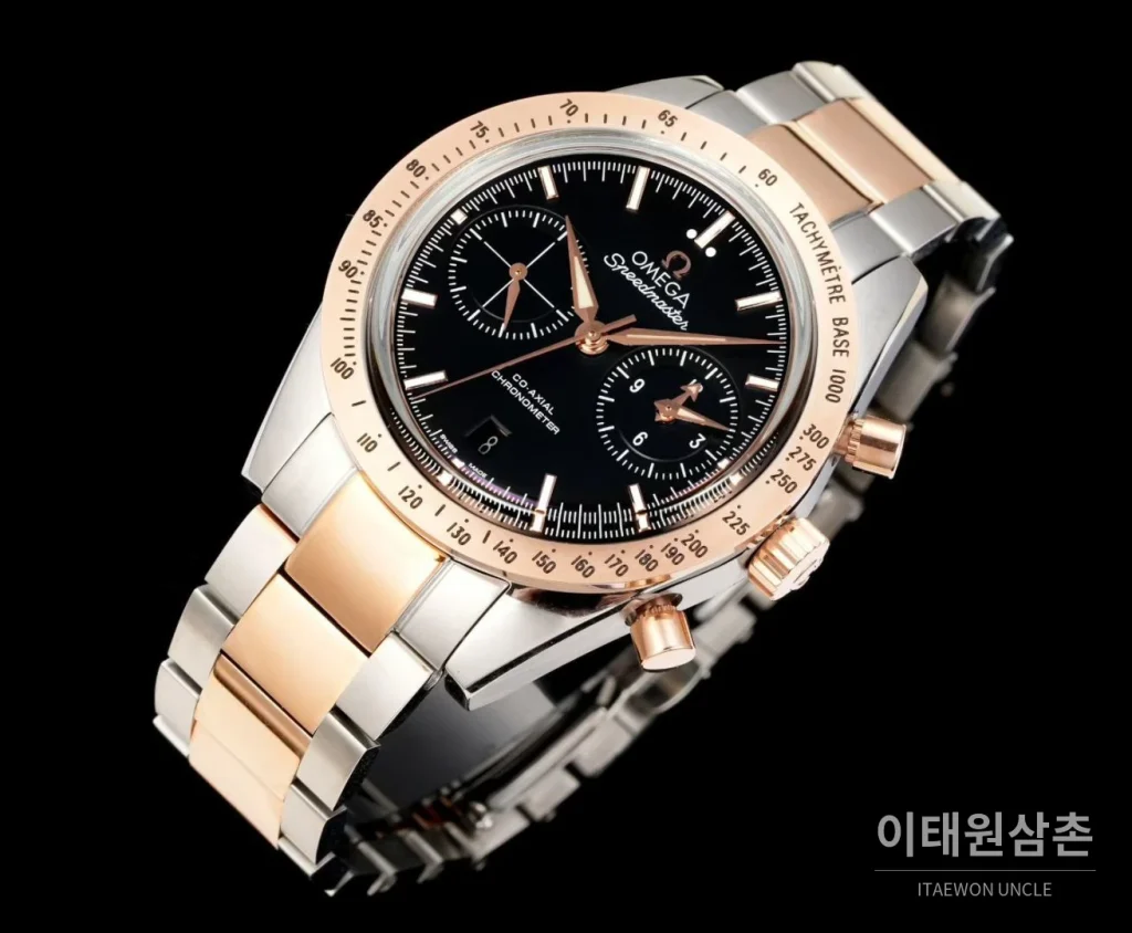 오메가 스피드마스터 57 스틸 블랙다이얼 크로노그래프 오토매틱 41.5mm 블랙 / 실버 투톤 브레이슬릿