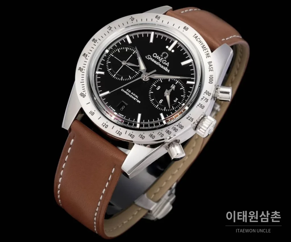 오메가 스피드마스터 '57 레더 블랙다이얼 크로노그래프 오토매틱 41.5mm
