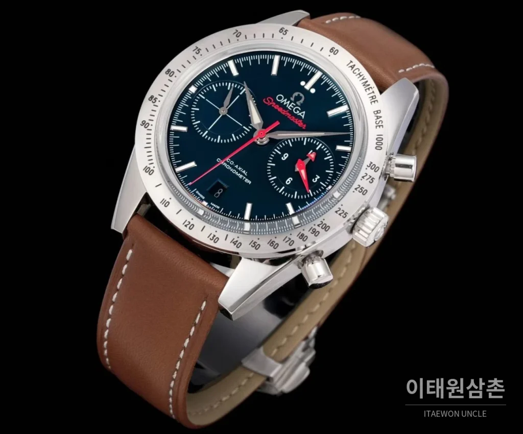 오메가 스피드마스터 57 레더 블루다이얼 크로노그래프 오토매틱 41.5mm