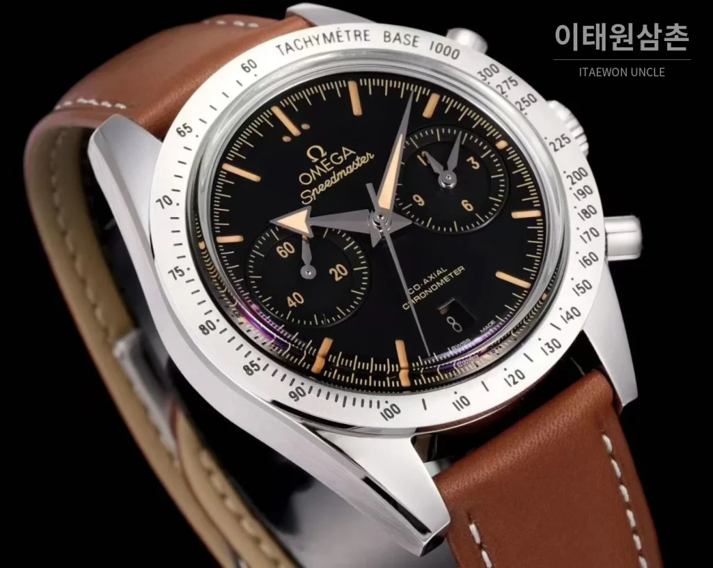 오메가 스피드마스터57 스틸 블랙다이얼 크로노그래프 오토매틱 41.5mm