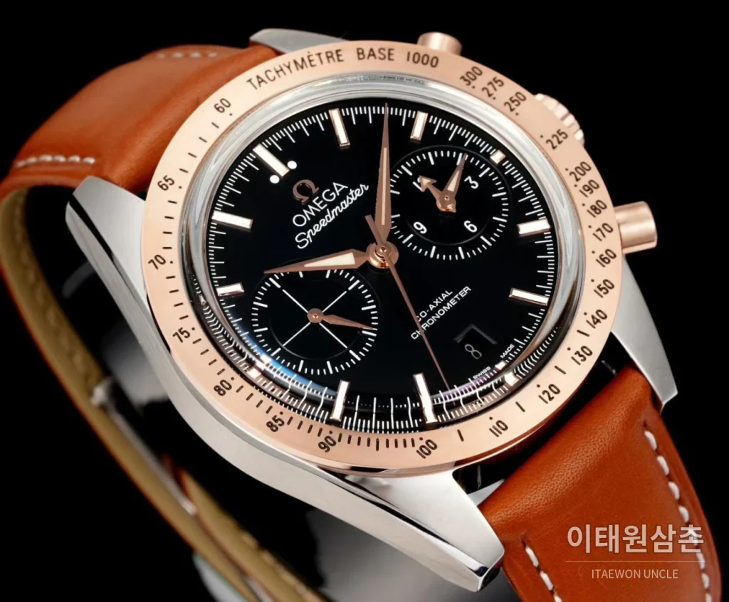 오메가 스피드마스터 57 레더 블랙다이얼 크로노그래프 오토매틱 41.5mm