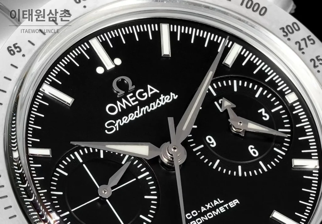 오메가 스피드마스터 57 스틸 블랙다이얼 크로노그래프 오토매틱 41.5mm 블랙 / 실버 스틸 브레이슬릿 (2)