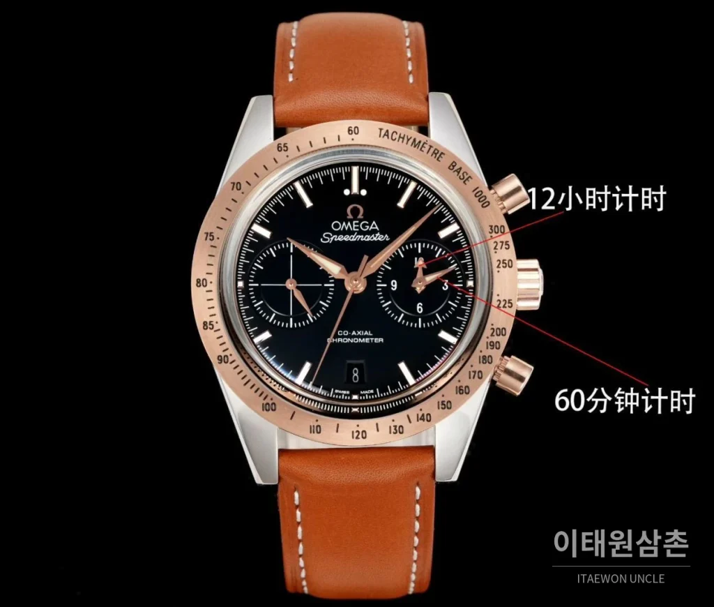 오메가 스피드마스터 57 레더 블랙다이얼 크로노그래프 오토매틱 41.5mm