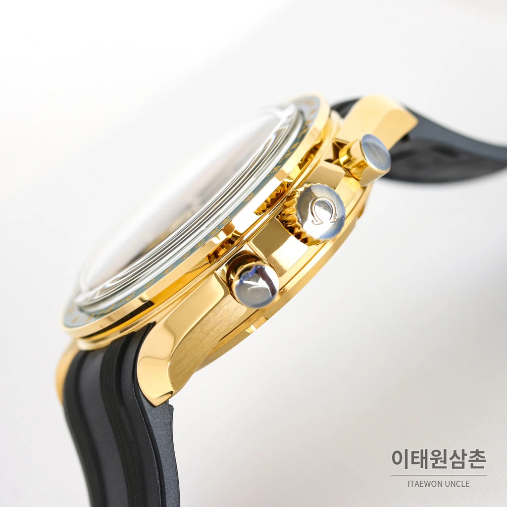 오메가 스피드마스터 프로페셔널 샴페인골드 그린다이얼 크로노그래프 수동 러버밴드 42mm