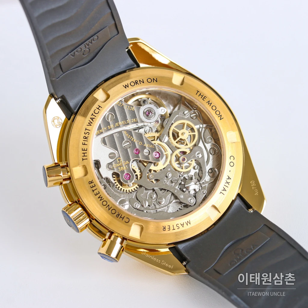 오메가 스피드마스터 프로페셔널 샴페인골드 그린다이얼 크로노그래프 수동 러버밴드 42mm